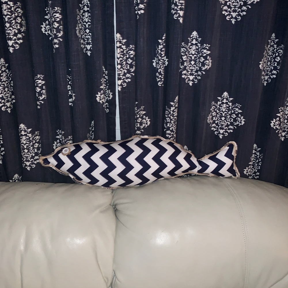 2/$20 or 3/$25 23” Handmade Navy Chevron Fish Pillow